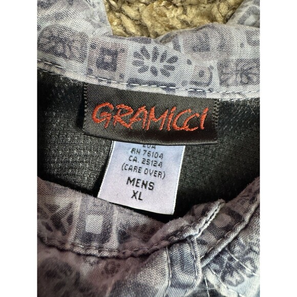 Vintage GRAMICCI Made USA XL Blue Vented Nylon SS Light Weight Button Up *FLAW* - Picture 3 of 16